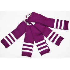 Light purple and white triple striped knee high socks 